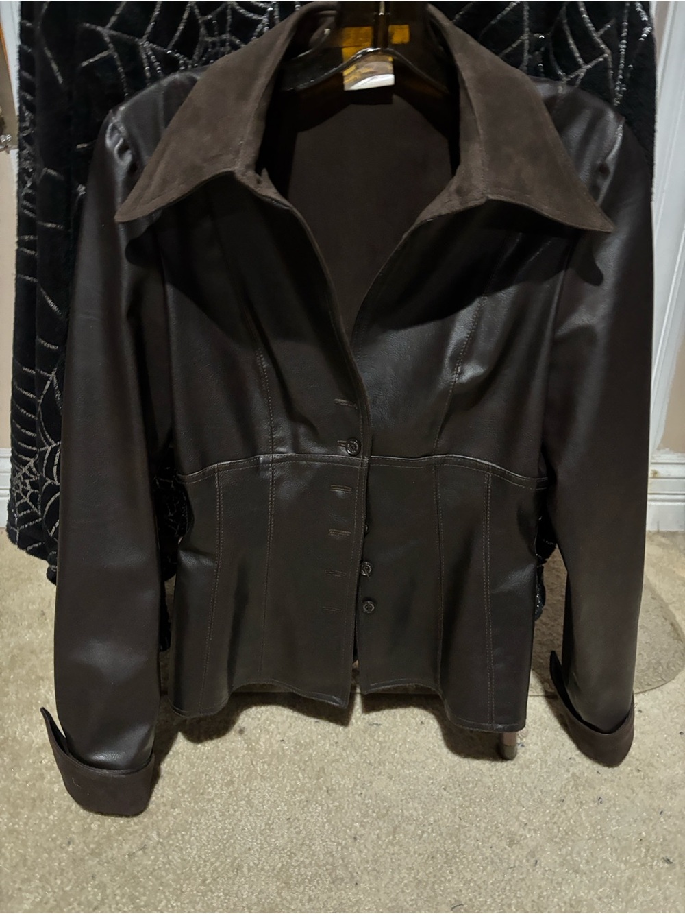Tailored Women's Dark Brown Leather Blazer Jacket